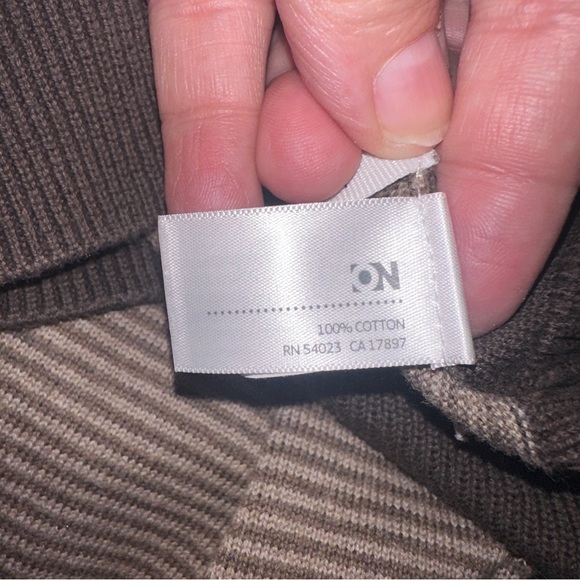 Old Navy Sweater Mens Large Argyle Brown Striped Long Sleeves 100% Cotton - Picture 8 of 8